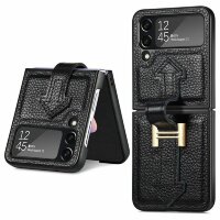 Кожаный чехол для Samsung Galaxy Z Flip 4 (черный)