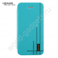 Горизонтальный чехол USAMS для iPhone 5C (голубой) Горизонтальный чехол USAMS для iPhone 5C (голубой)
