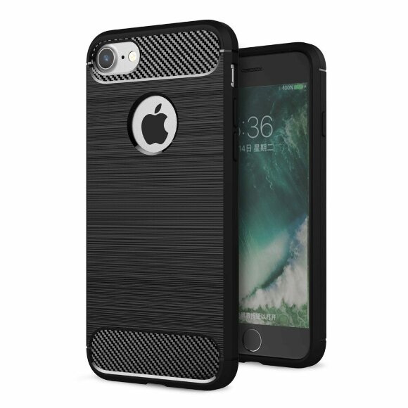 Чехол Carbon Fibre для iPhone 7 / iPhone 8 (черный)