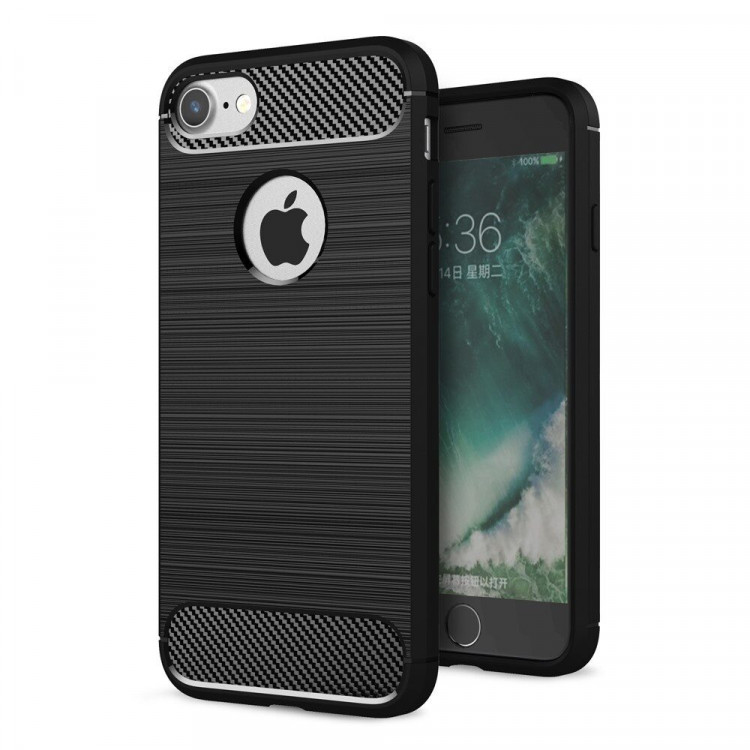 Чехол Carbon Fibre для iPhone 7 / iPhone 8 (черный)