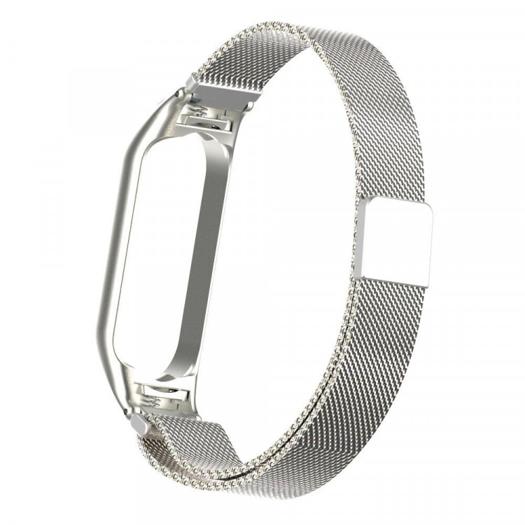 Сетчатый браслет для Xiaomi Mi Band 5 (серебряный)