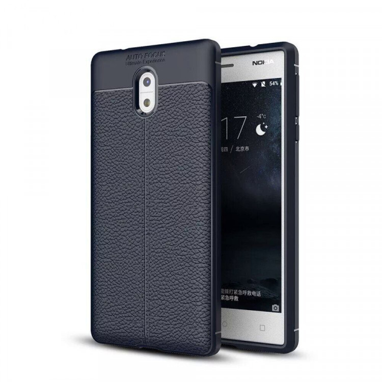Чехол-накладка Litchi Grain для Nokia 3 (темно-синий)