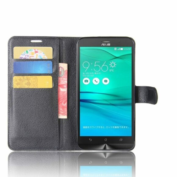 Чехол с визитницей для ASUS ZenFone Go ZB552KL  (черный)