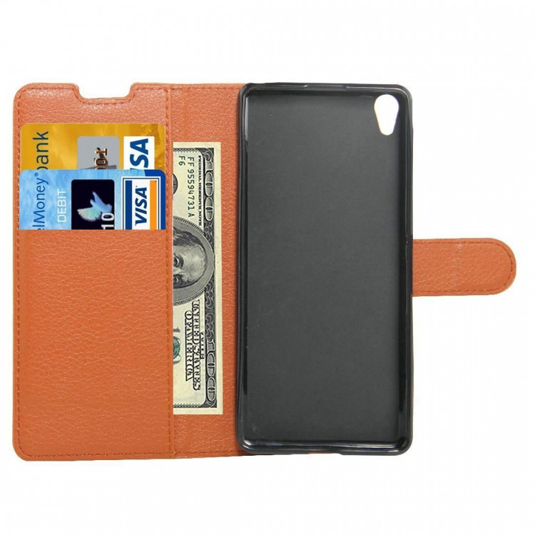 Чехол с визитницей для Sony Xperia XA (коричневый)