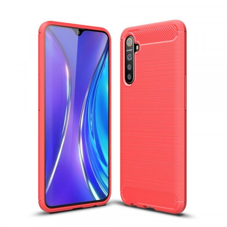 Чехол-накладка Carbon Fibre для Oppo K5 / Realme XT / Realme X2 (красный)