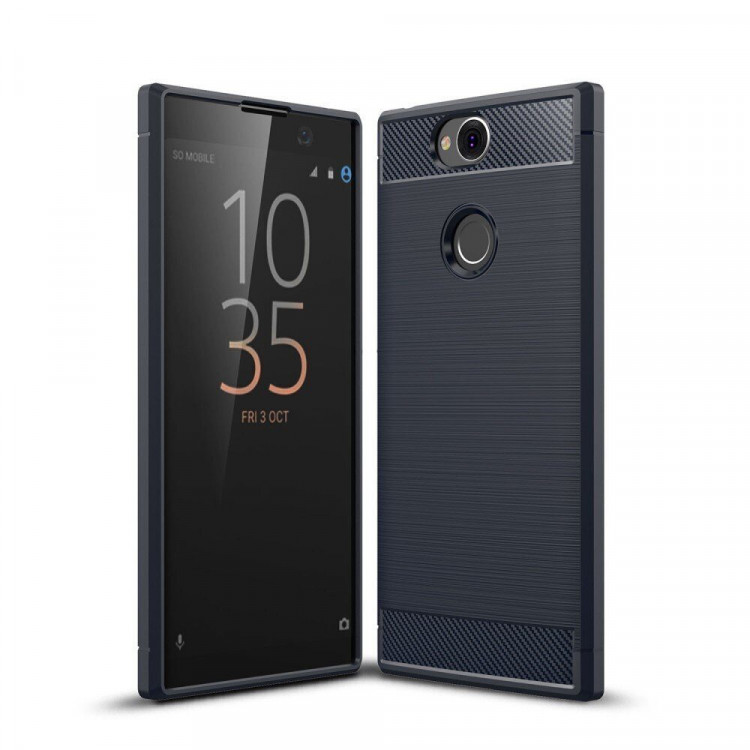 Чехол-накладка Carbon Fibre для Sony Xperia XA2 Plus (темно-синий)