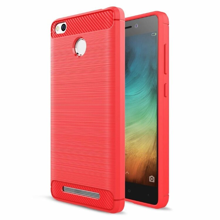 Чехол-накладка Carbon Fibre для Xiaomi Redmi 3 / 3s / 3 Pro (красный)