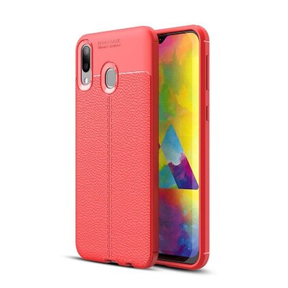 Чехол-накладка Litchi Grain для Samsung Galaxy M20 (красный)