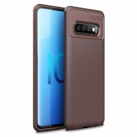 Чехол-накладка Resistant Carbon для Samsung Galaxy S10 (коричневый)