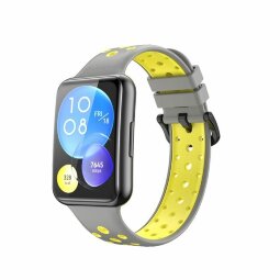 Спортивный ремешок для Huawei Watch Fit 2 (серый+желтый)