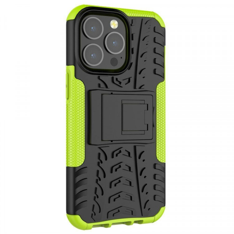 Чехол Hybrid Armor для iPhone 13 Pro (черный + зеленый)