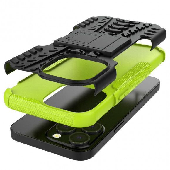 Чехол Hybrid Armor для iPhone 13 Pro (черный + зеленый)