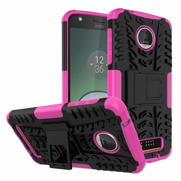 Чехол Hybrid Armor для Motorola Moto Z Play (черный + розовый)