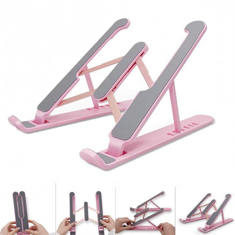 Складная подставка для ноутбука и Macbook (розовый)