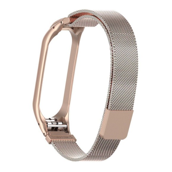 Сетчатый браслет для Xiaomi Mi Band 5 (розовое золото)