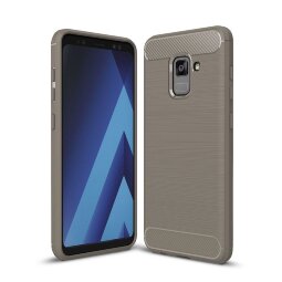 Чехол-накладка Carbon Fibre для Samsung Galaxy A8 Plus (2018) (серый)