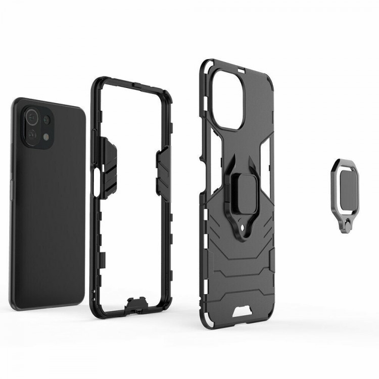 Чехол Armor Ring Holder для Xiaomi Mi 11 Lite / Xiaomi Mi 11 Lite 5G (черный)