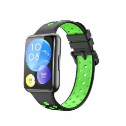 Спортивный ремешок для Huawei Watch Fit 2 (черный+зеленый)