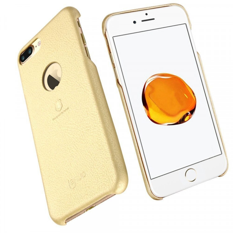 Кожаная накладка LENUO для iPhone 7 Plus (золотой)