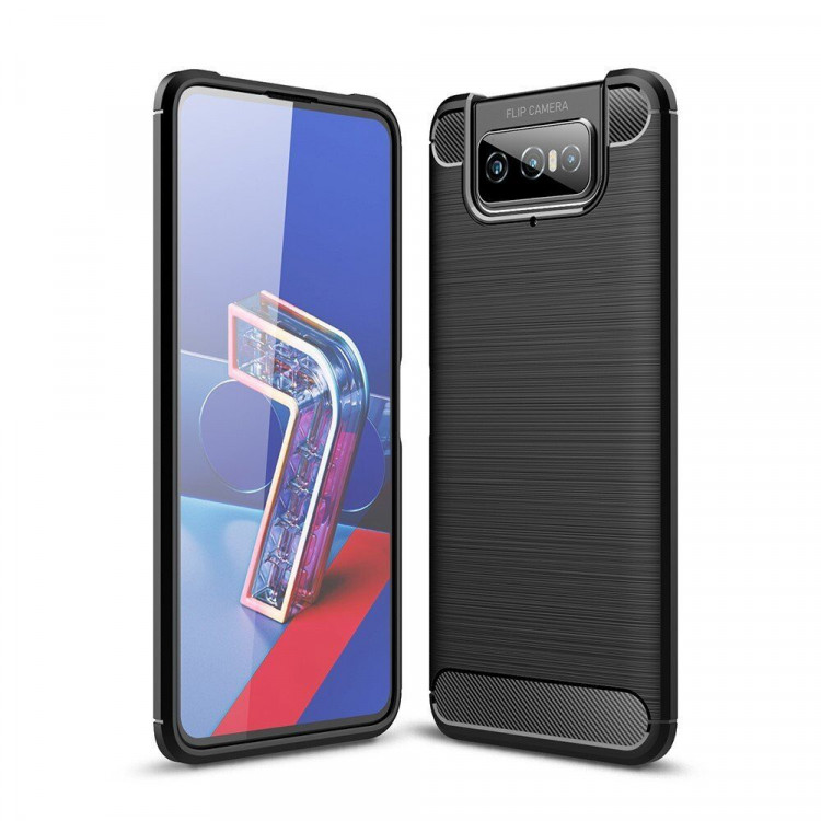 Чехол-накладка Carbon Fibre для Asus Zenfone 7 ZS670KS / Zenfone 7 Pro ZS671KS (черный)
