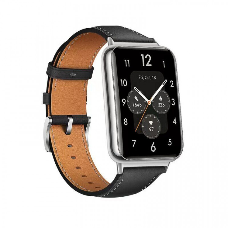 Кожаный ремешок для Huawei Watch Fit 2 (черный)