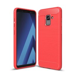Чехол-накладка Carbon Fibre для Samsung Galaxy A8 Plus (2018) (красный)