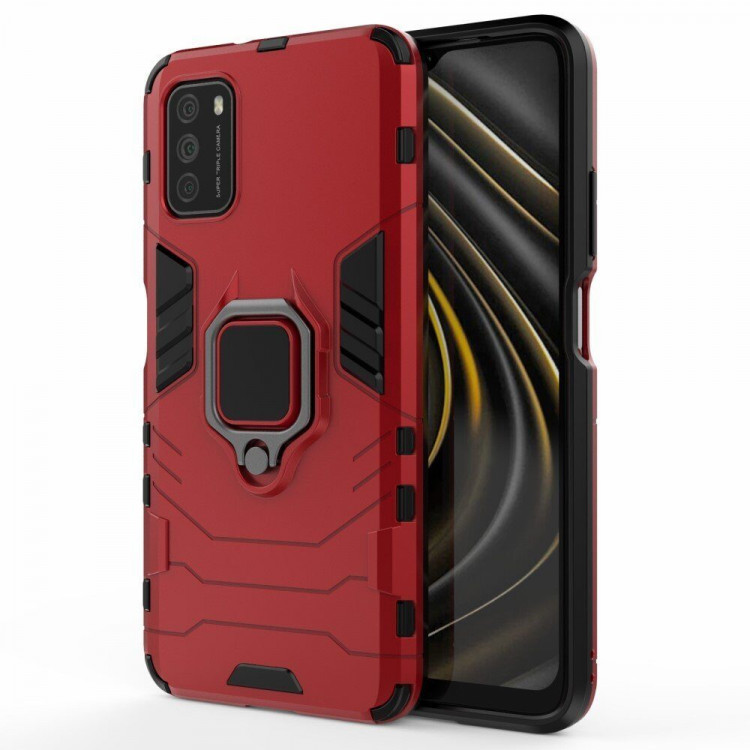 Чехол Armor Ring Holder для Xiaomi Poco M3 (красный)