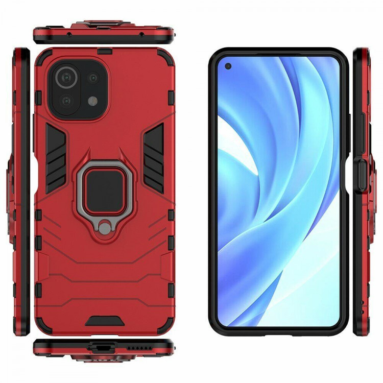 Чехол Armor Ring Holder для Xiaomi Mi 11 Lite / Xiaomi Mi 11 Lite 5G (красный)