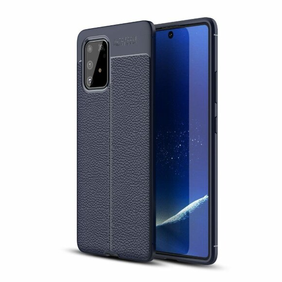 Чехол-накладка Litchi Grain для Samsung Galaxy S10 Lite (темно-синий)