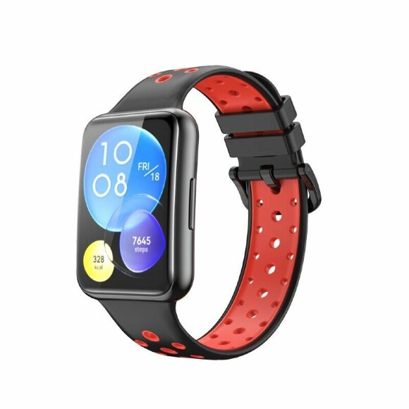 Спортивный ремешок для Huawei Watch Fit 2 (черный+красный)
