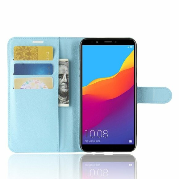 Чехол с визитницей для Huawei Honor 7C Pro / Enjoy 8 (голубой) Чехол с визитницей для Huawei Honor 7C Pro / Enjoy 8 (голубой)