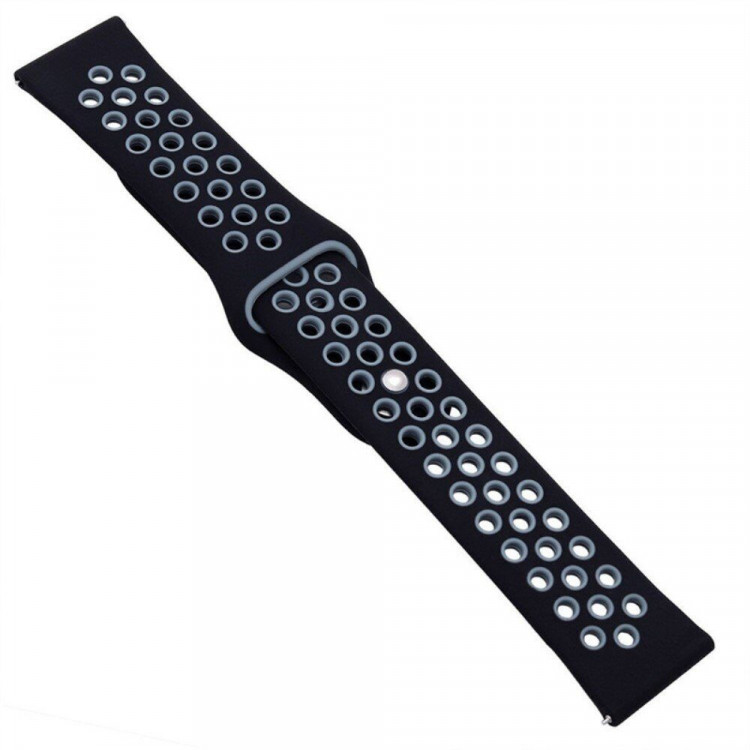 Двухцветный силиконовый ремешок для Samsung Gear S3 Frontier / S3 Classic / Galaxy Watch 46мм / Watch 3 (45мм) (черный+серый)