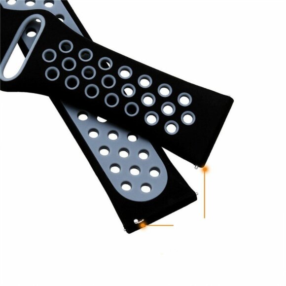 Двухцветный силиконовый ремешок для Samsung Gear S3 Frontier / S3 Classic / Galaxy Watch 46мм / Watch 3 (45мм) (черный+серый)