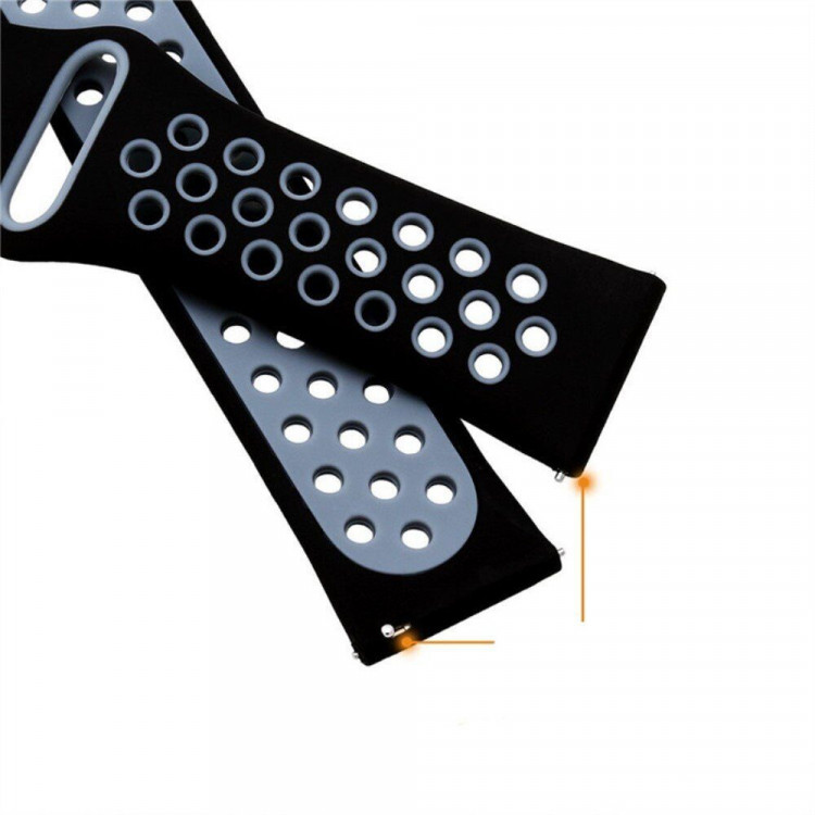 Двухцветный силиконовый ремешок для Samsung Gear S3 Frontier / S3 Classic / Galaxy Watch 46мм / Watch 3 (45мм) (черный+серый)