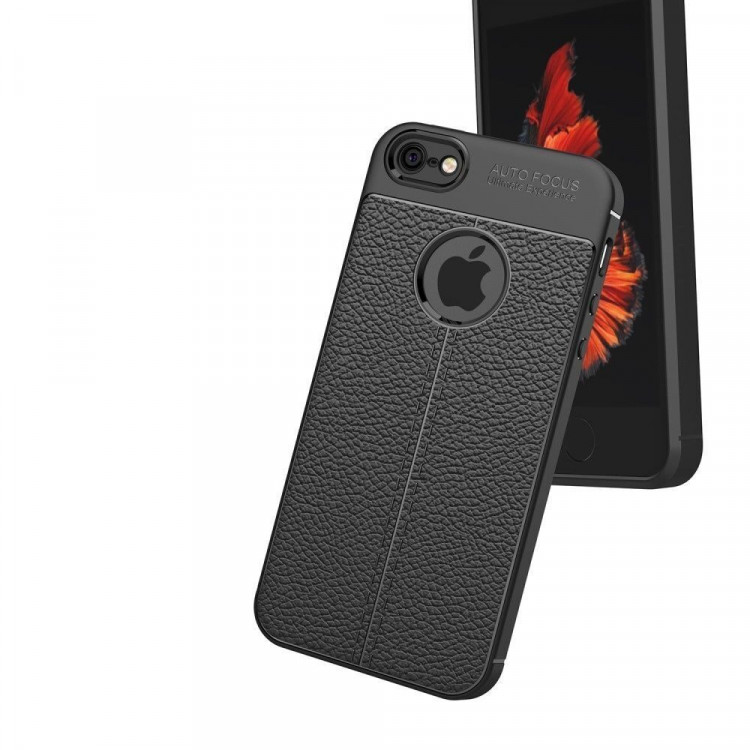 Чехол-накладка Litchi Grain для iPhone 5 / 5S / SE (черный)