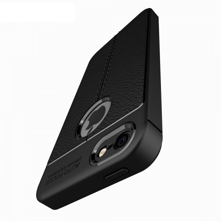 Чехол-накладка Litchi Grain для iPhone 5 / 5S / SE (черный)