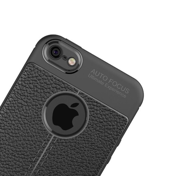 Чехол-накладка Litchi Grain для iPhone 5 / 5S / SE (черный)