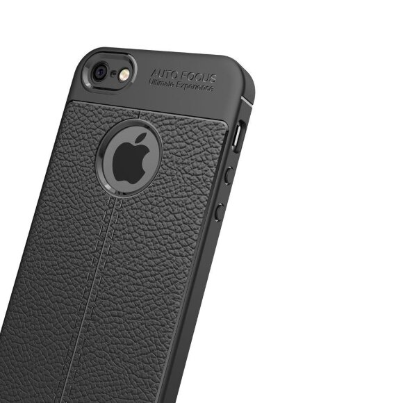 Чехол-накладка Litchi Grain для iPhone 5 / 5S / SE (черный)