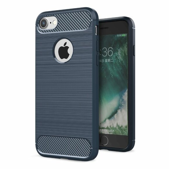 Чехол Carbon Fibre для iPhone 7 / iPhone 8 (темно-синий)