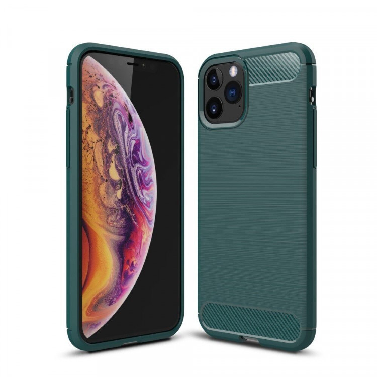 Чехол-накладка Carbon Fibre для iPhone 11 Pro (зеленый)