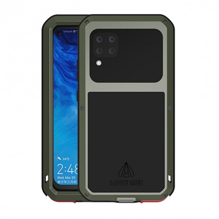 Гибридный чехол LOVE MEI для Huawei P40 lite (темно-зеленый)