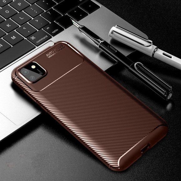 Чехол-накладка Resistant Carbon для Huawei Y5p / Honor 9S  (коричневый) Чехол-накладка Resistant Carbon для Huawei Y5p / Honor 9S  (коричневый)