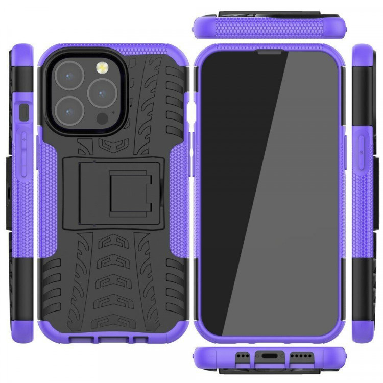 Чехол Hybrid Armor для iPhone 13 Pro (черный + фиолетовый)
