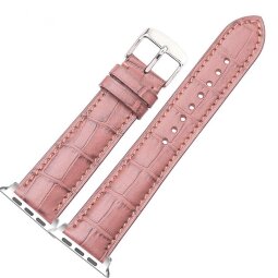 Кожаный ремешок Crocodile Texture для Apple Watch 40 и 38мм (розовый)