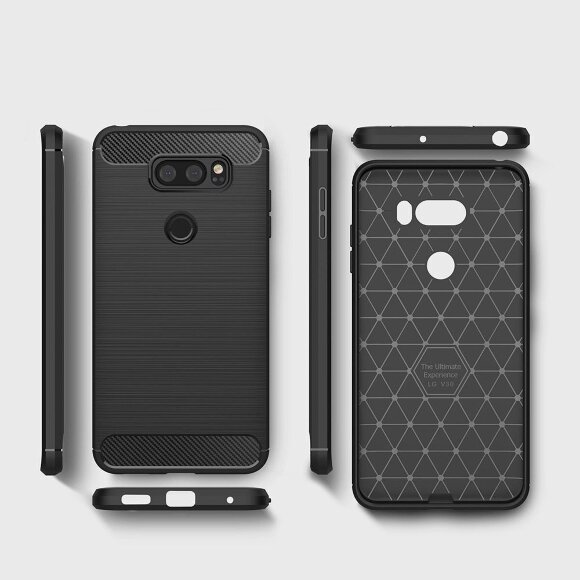 Чехол-накладка Carbon Fibre для LG V30 (черный)