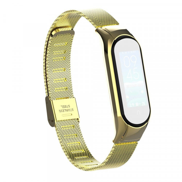 Сетчатый браслет с застежкой для Xiaomi Mi Band 5 (золотой)