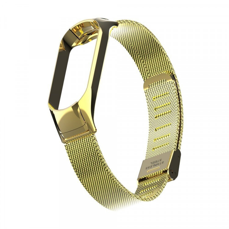 Сетчатый браслет с застежкой для Xiaomi Mi Band 5 (золотой)