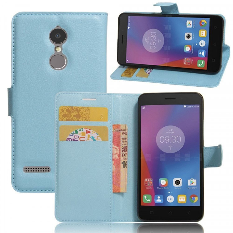 Чехол с визитницей для Lenovo K6 Note (голубой)