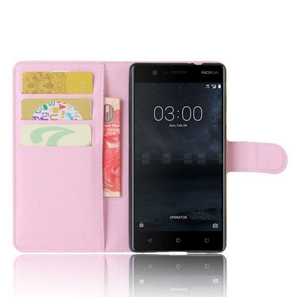 Чехол с визитницей для Nokia 3 (розовый)
