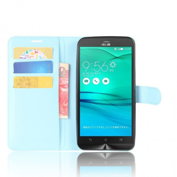 Чехол с визитницей для ASUS ZenFone Go ZB552KL  (голубой)